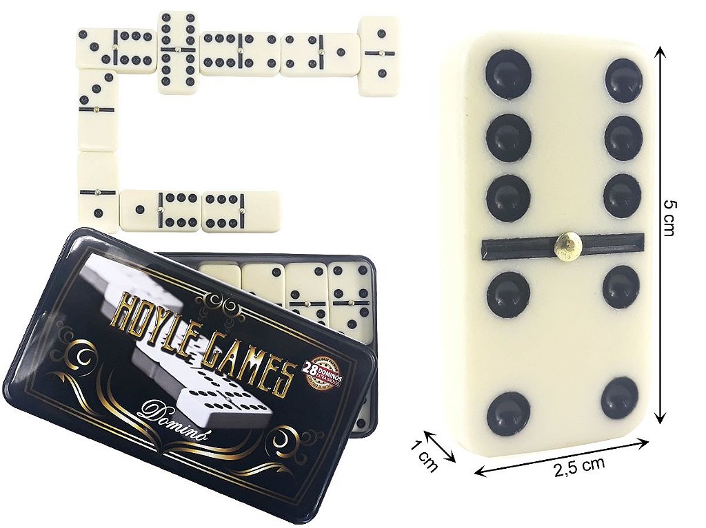 Jogo de Domino Extra Grosso Profissional 12 mm 28 peças Na Lata