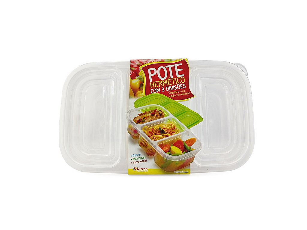 GENERICO Set 3 Conservadores Potes Plasticos Para Comidas Con