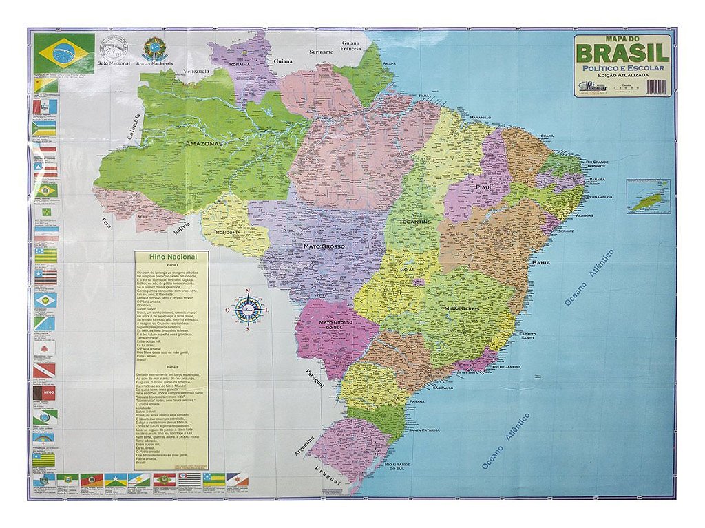 Mapa do Brasil Político e Escolar Edição Atualizada Tamanha Grande 120x90CM  Bandeira dos Estados - Negócio de Gênio - Diferentes produtos com ofertas  incríveis encontradas somente aqui. Escolha os produtos que combinam