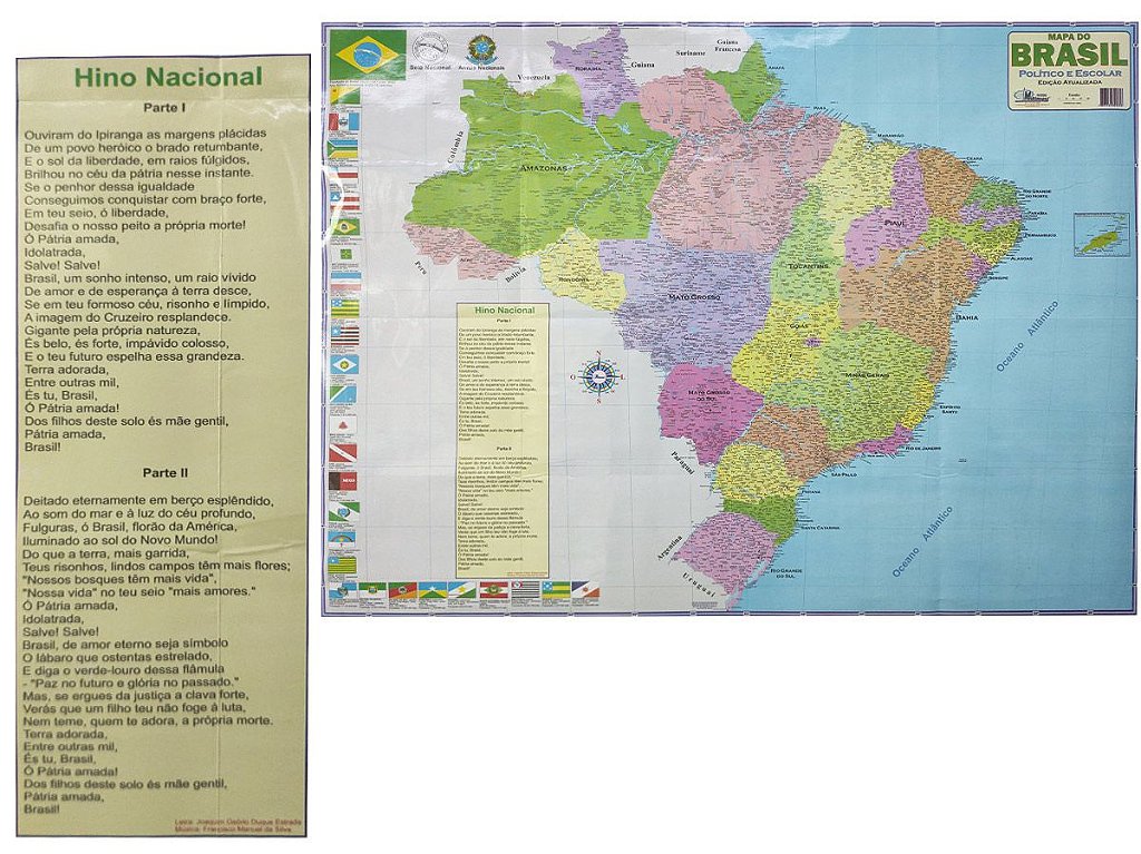 Mapa do Brasil Político e Escolar Edição Atualizada Tamanha Grande 120x90CM  Bandeira dos Estados - Negócio de Gênio - Diferentes produtos com ofertas  incríveis encontradas somente aqui. Escolha os produtos que combinam
