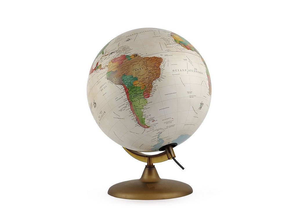 Globo terrestre histórico 30cm com luz, Bivolt, Tecnodidattica