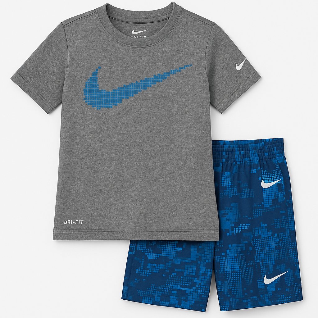 Conjunto Nike Dri-FIT Camisetas e Short esportivo Cinza/Azul