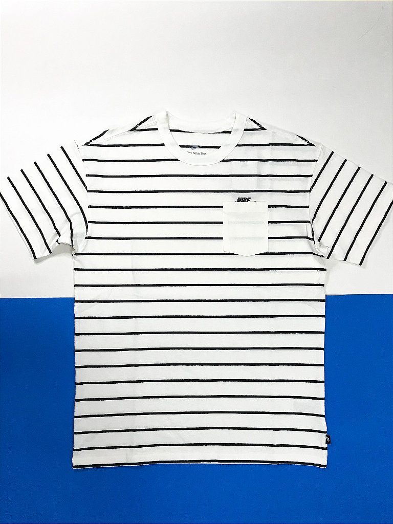camisa da nike listrada preta e branca