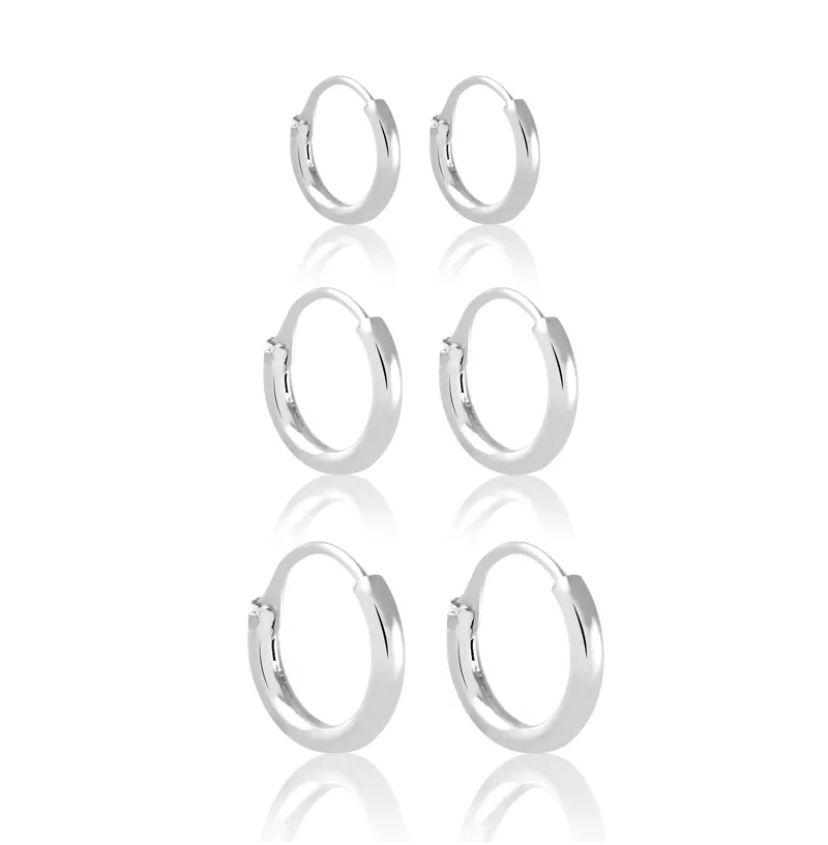 Brinco Trio Argola Lisa Prata 925 - alamoodstore