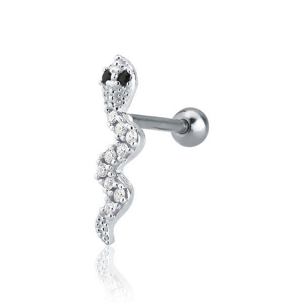 Piercing Tragus Cartilagem Cobra Prata 925