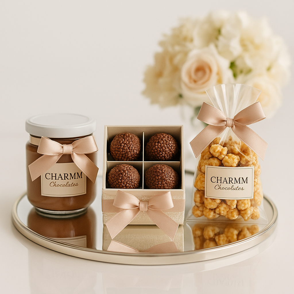 Variedade de brigadeiros gourmet Charmm Chocolates