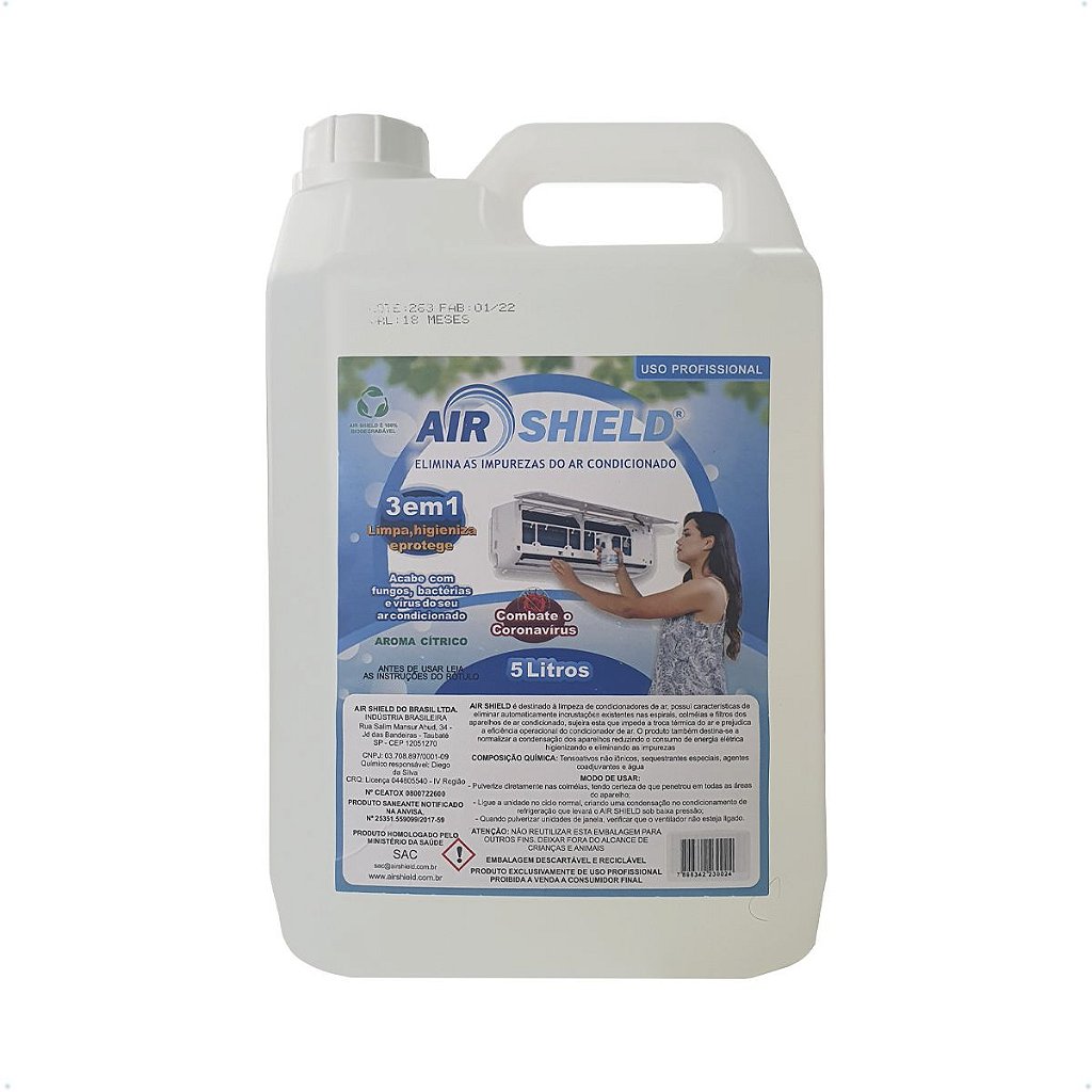 Bactericida Higienizador P/ Ar-condicionado Air Shield - 5l - Cibrel