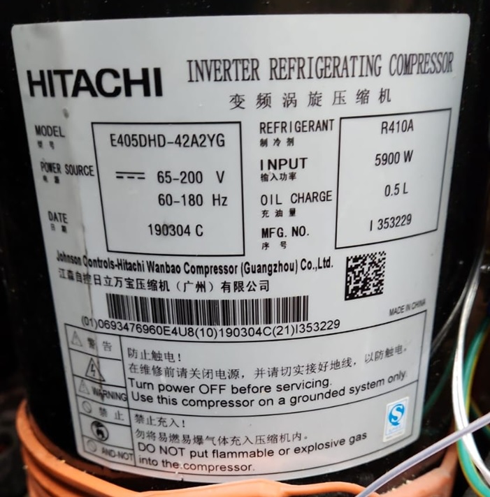Compressor Scroll DC Inverter 220V 60HZ 1F R410A E405DHD42A2YG