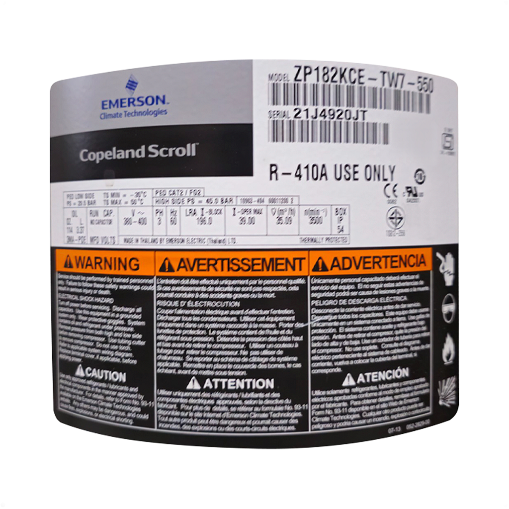 Compressor Scroll Danfoss Trifásico 15tr 380v R410a Zp182 - Cibrel