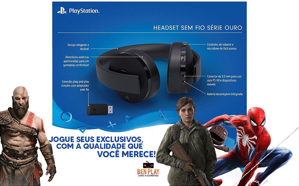 Ben Play - Headset Gamer Série Ouro 7.1 Sem Fio - Playstation 4 e PC - Ben  Play - Games, Eletrônicos, Informática e Presentes Criativos! Vem dar um  Play na sua Vida!