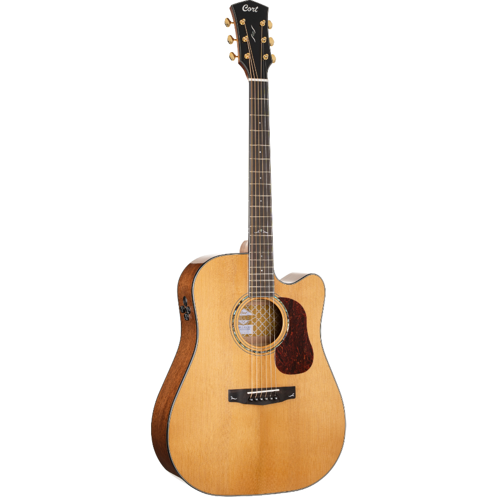 ギター Cort Gold Series Gold-A8K Natural Finish Violão Cort Gold DC6 Spruce Natural All Solid Dreadnought Cutaway
