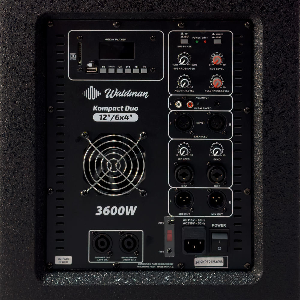 Kit Caixa Ativa Waldman Kompact Duo 3600W KPT2-1264 - 1 sub de 12