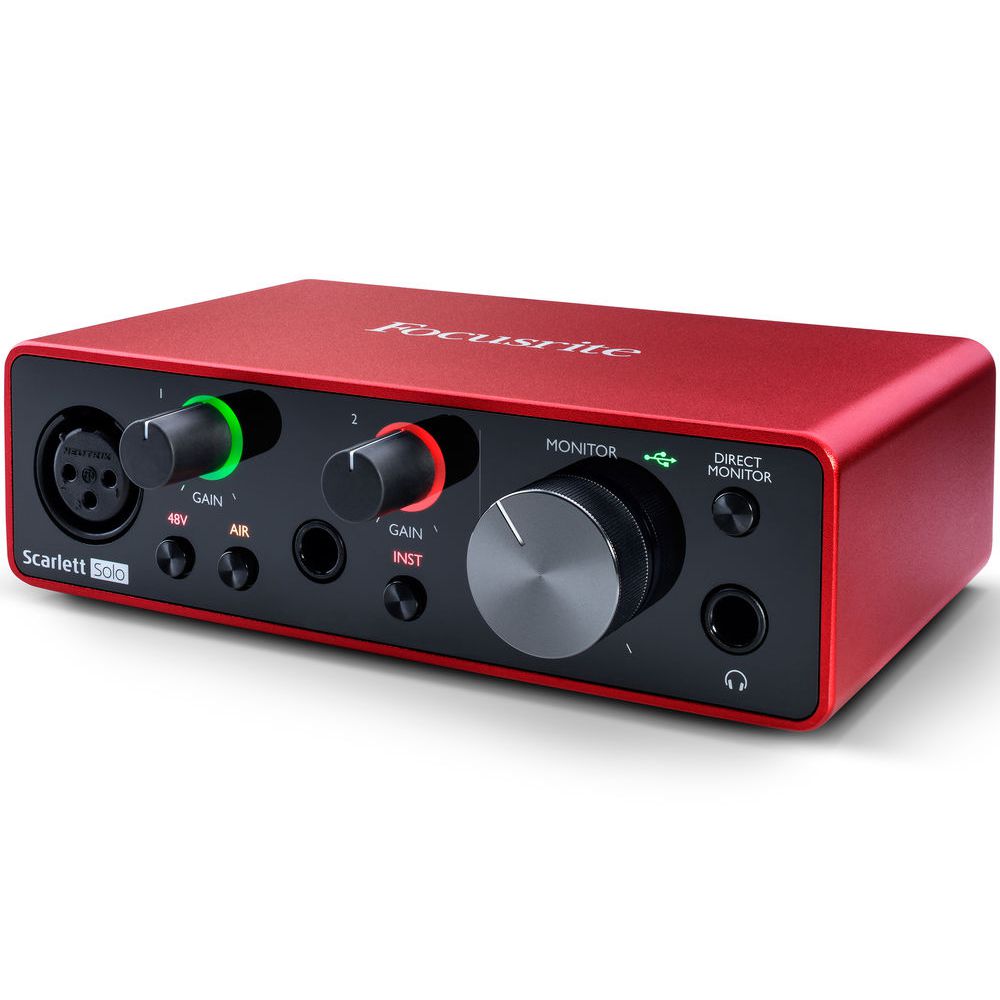 Interface de Audio Focusrite Scarlett Solo 3a Geração - para PC e