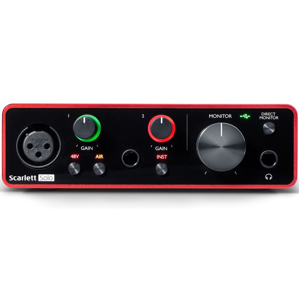Interface de Audio Focusrite Scarlett Solo 3a Geração - para PC e
