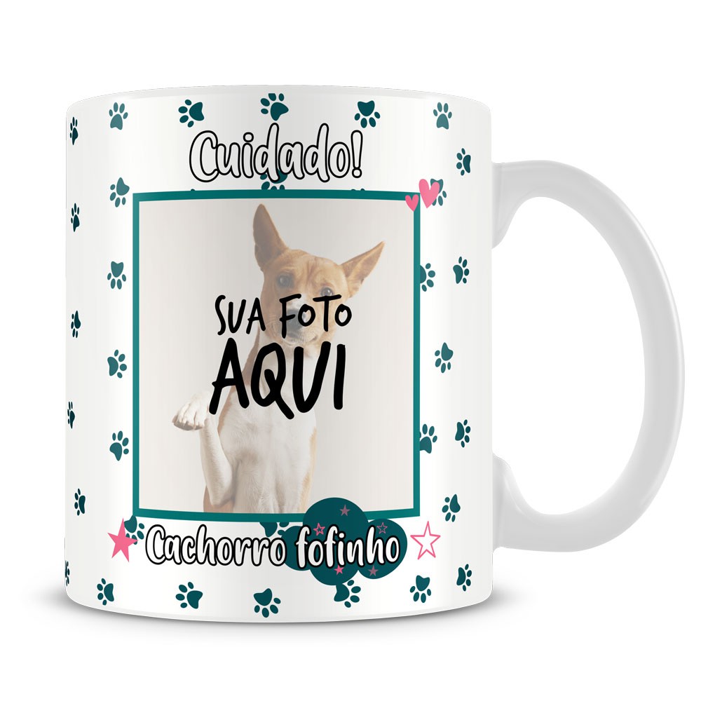 Caneca Personalizada Cuidado! Cachorro Fofinho (Com Foto) - Caneca  Personalizada para Todas as Ocasiões!