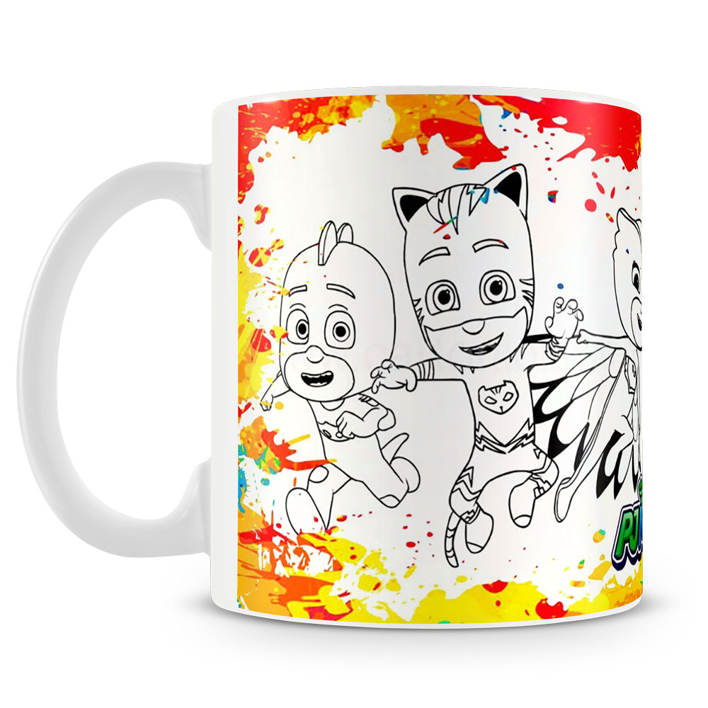 Caneca Pjmasks para Colorir - Caneca Personalizada para Todas as