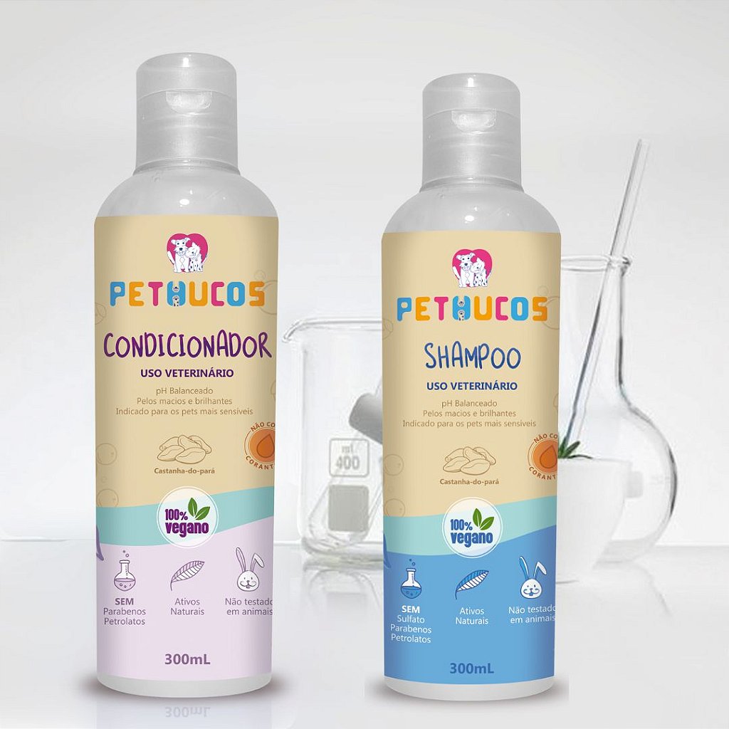 Kit Shampoo + Condicionador Vegano Natural - Pethucos Cosméticos Naturais e  Vegano para Pets