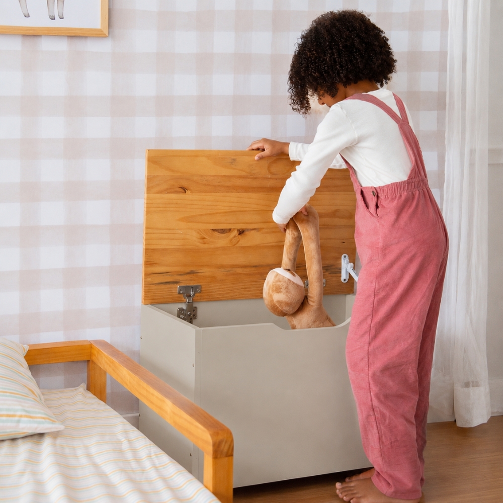 Baú Organizador de Brinquedos Cinza Greige