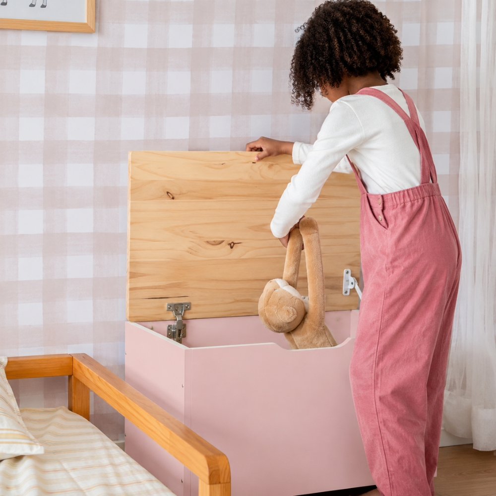 Baú Organizador de Brinquedos Rosa