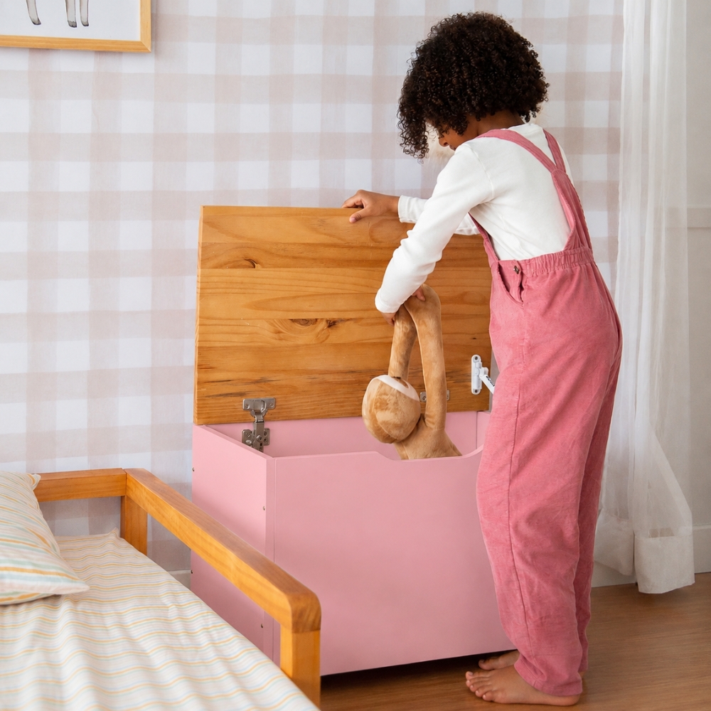 Baú Organizador de Brinquedos Rosa Blush