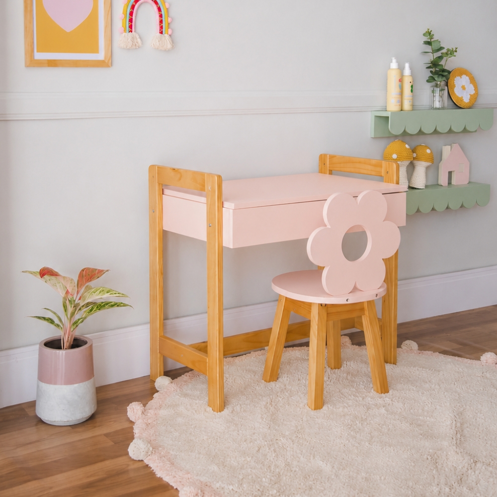 Cadeira Infantil Flor Rosa Blush