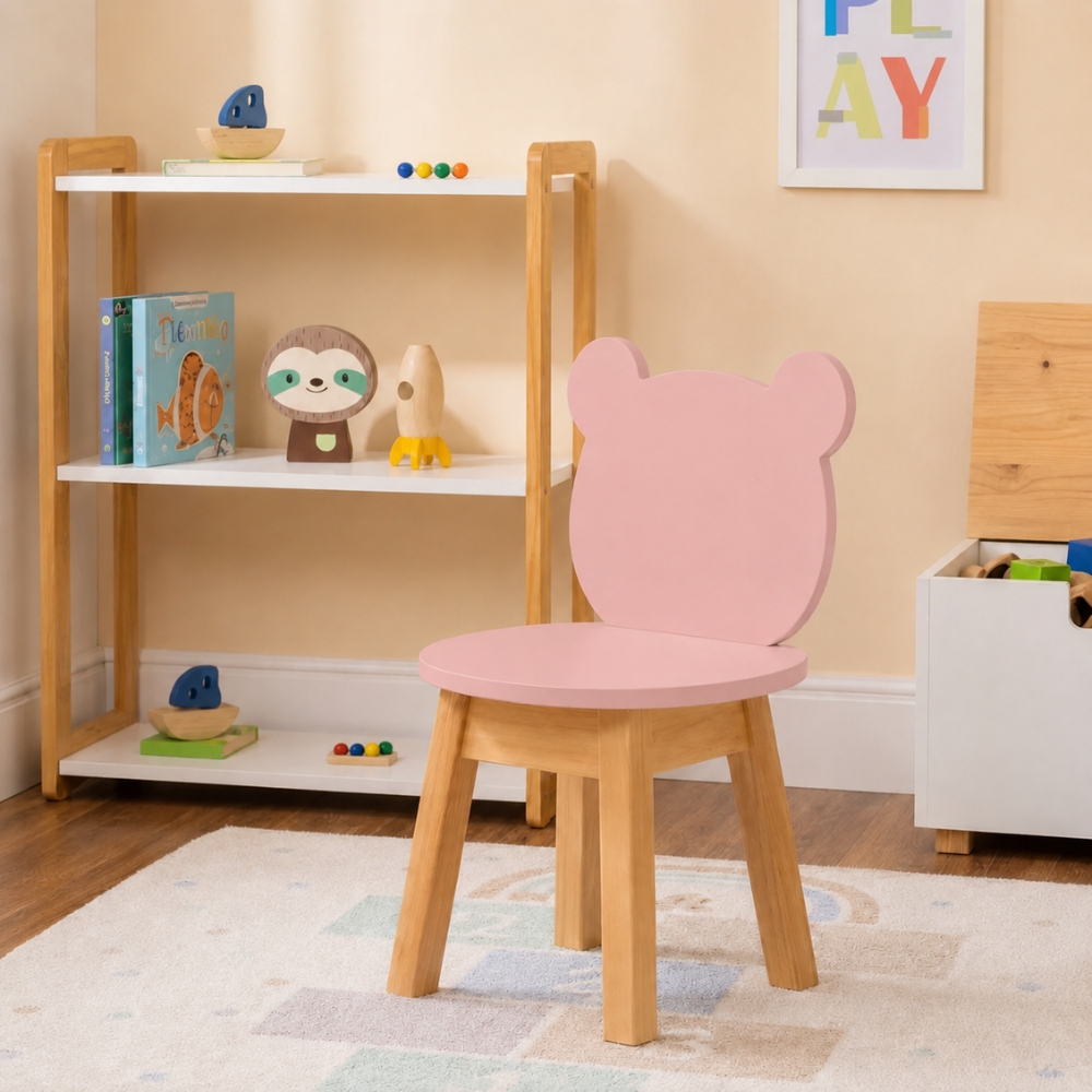 Cadeira Infantil Urso Rosa Blush quarto