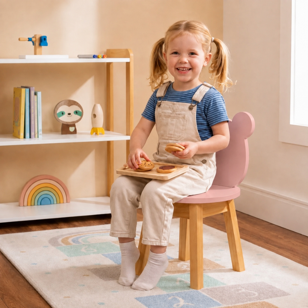 Cadeira Infantil Urso Rosa Blush