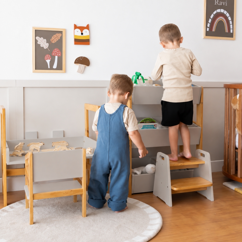 Escadinha Infantil Montessori Cinza Greige