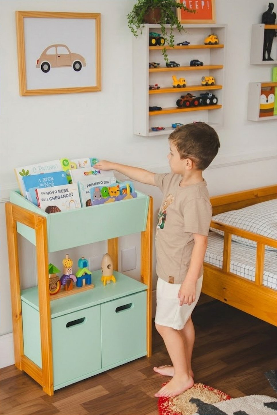 Estante Porta Livros com Caixote Organizador