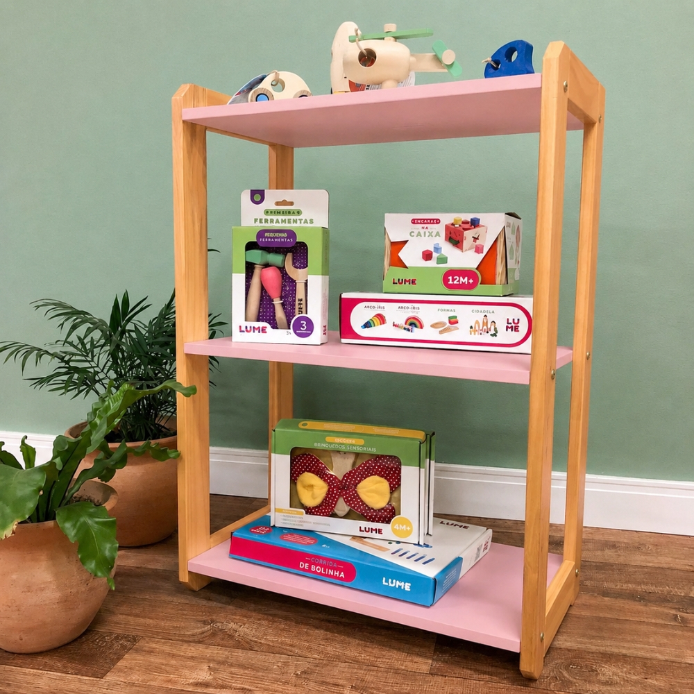 Estante Montessori para Brinquedos Rosa Blush