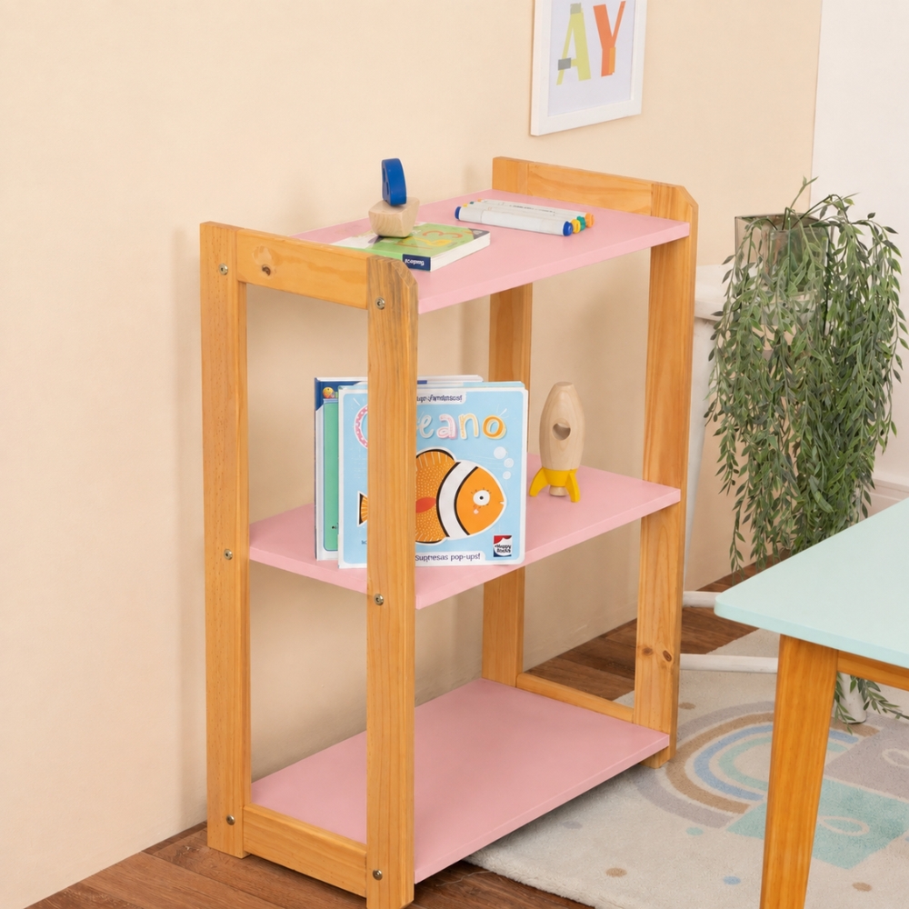 Estante Montessori para Brinquedos Rosa Blush
