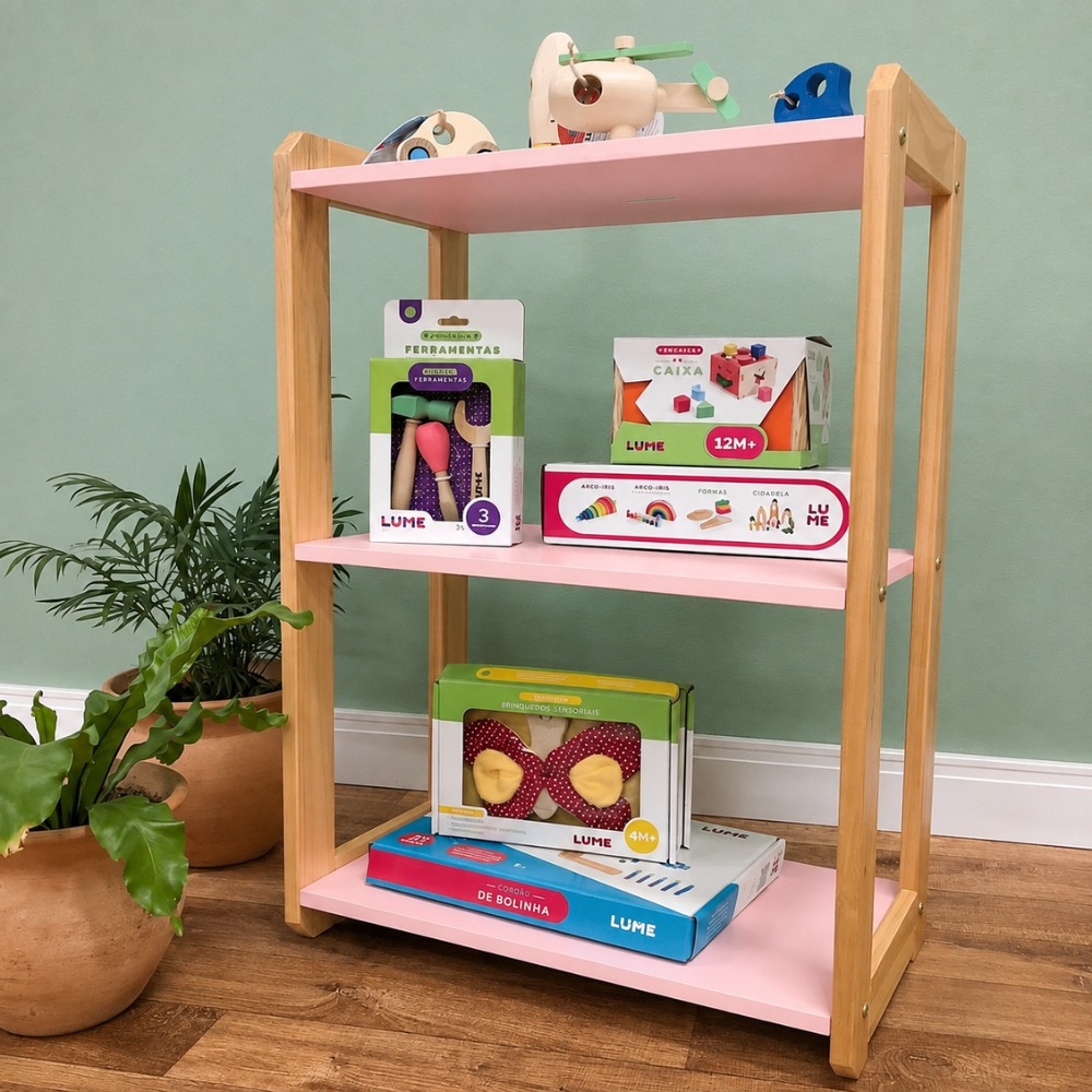 Estante Montessori para Brinquedos Rosa