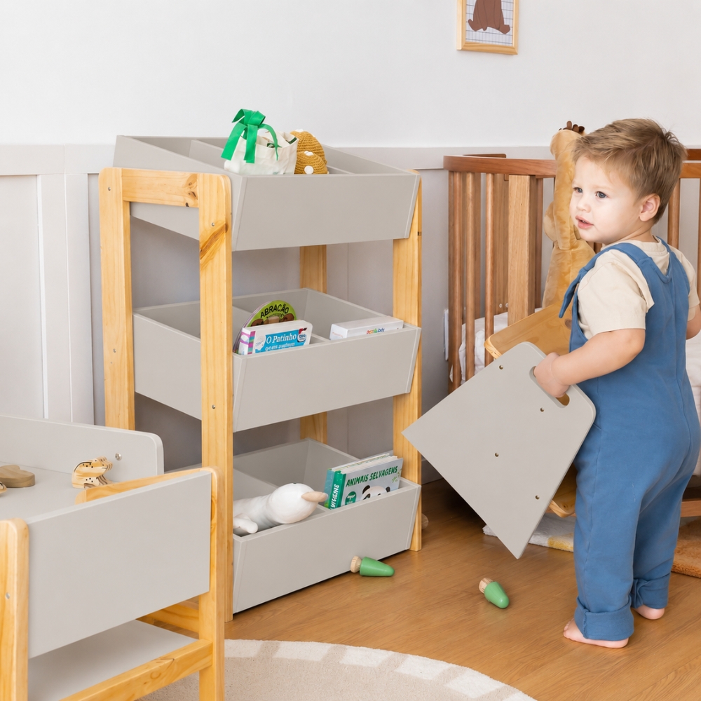 Estante Organizadora Cinza Greige Bella