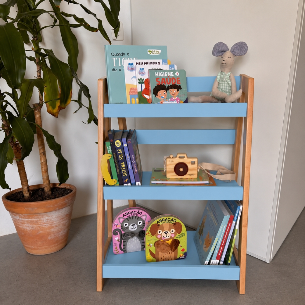 Estante Porta Livros de Chão Azul