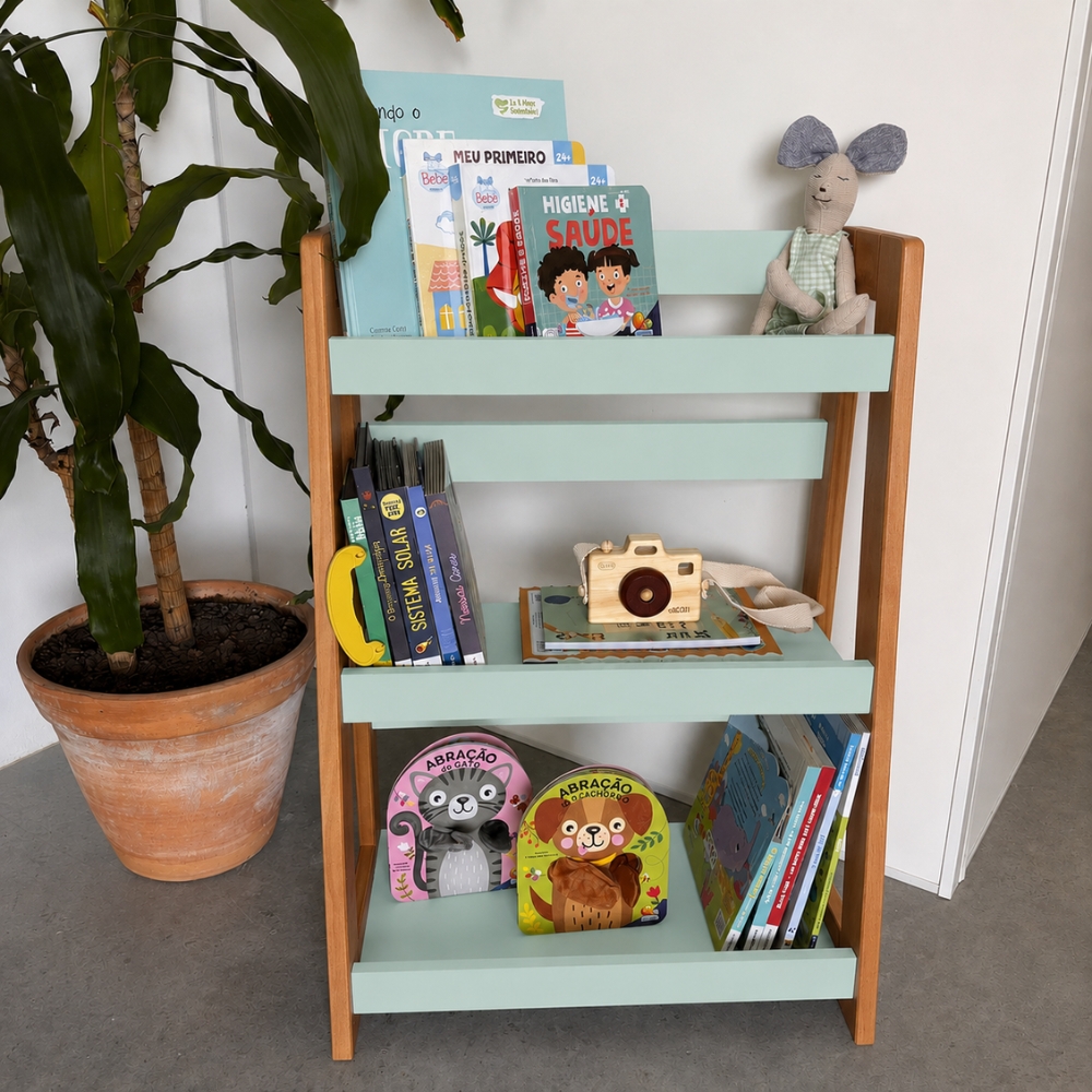 Estante Porta Livros de Chão Verde