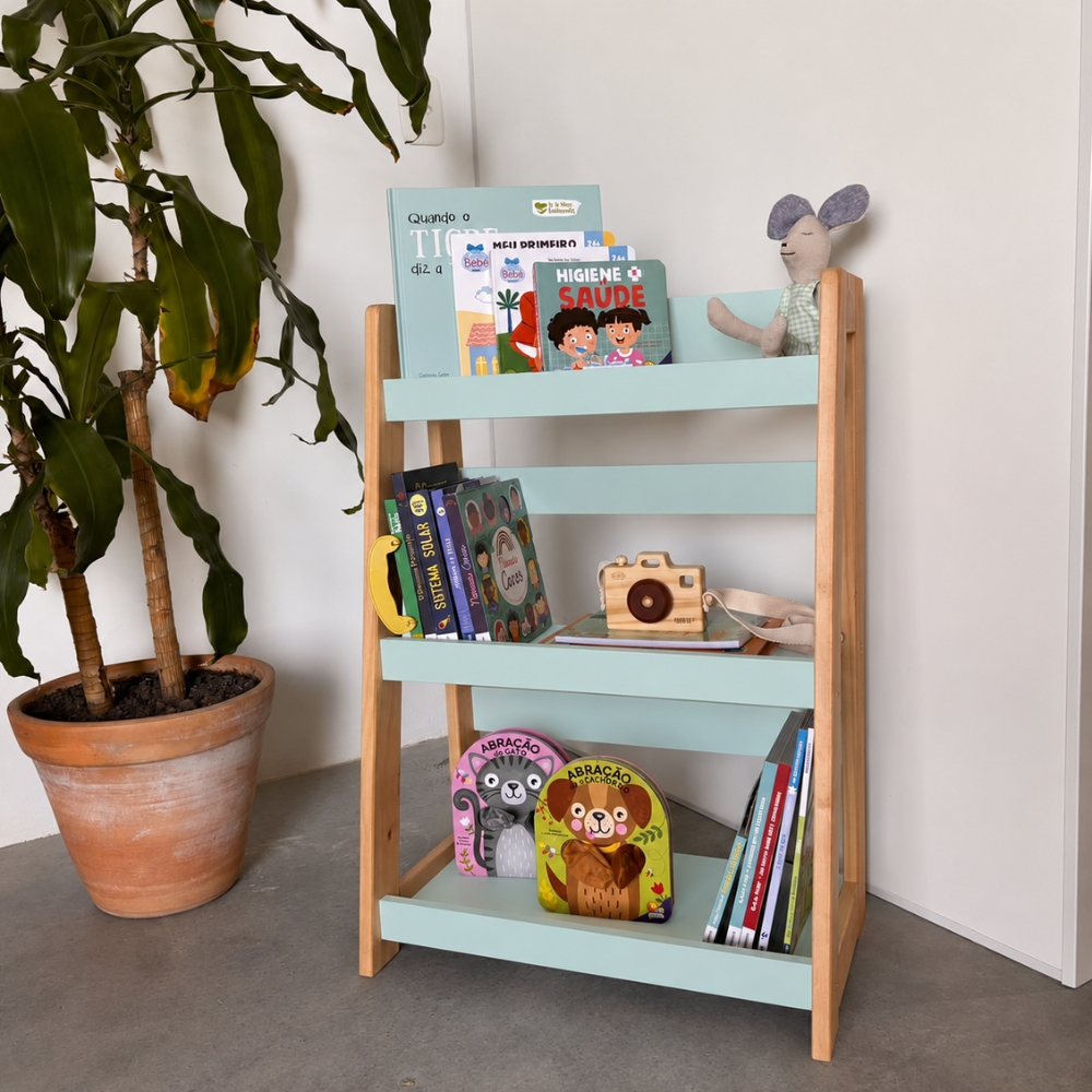Estante Porta Livros de Chão Verde