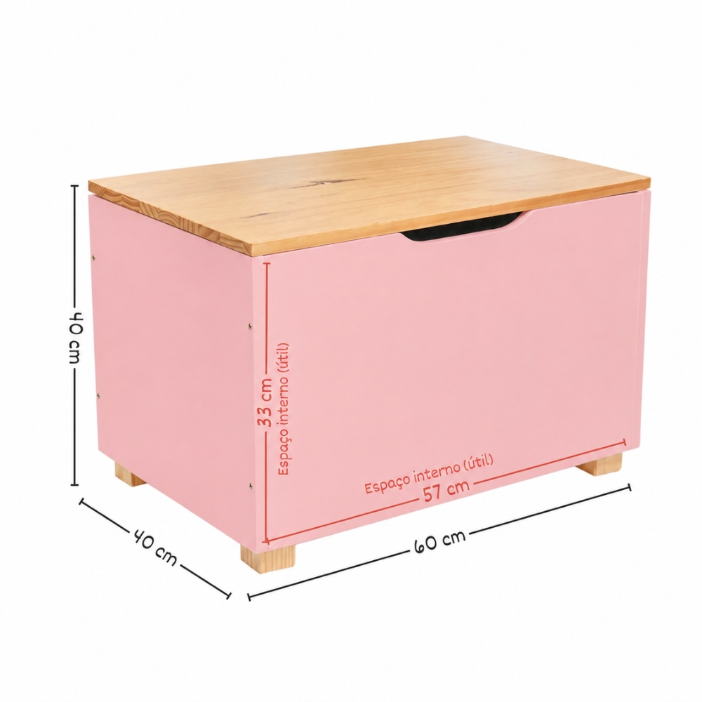 Baú Organizador de Brinquedos Rosa Blush