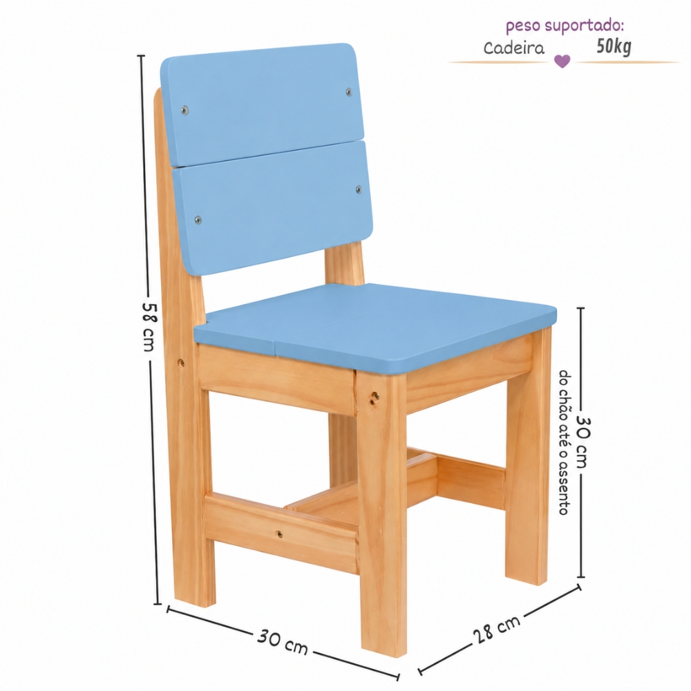 Dimensões Cadeira Infantil Azul Theo