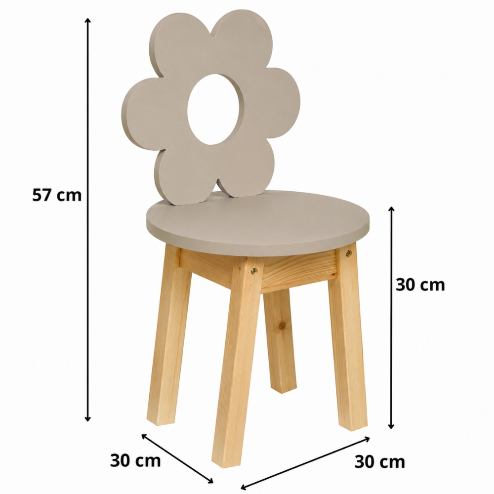 Cadeira Infantil Flor Cinza Greige
