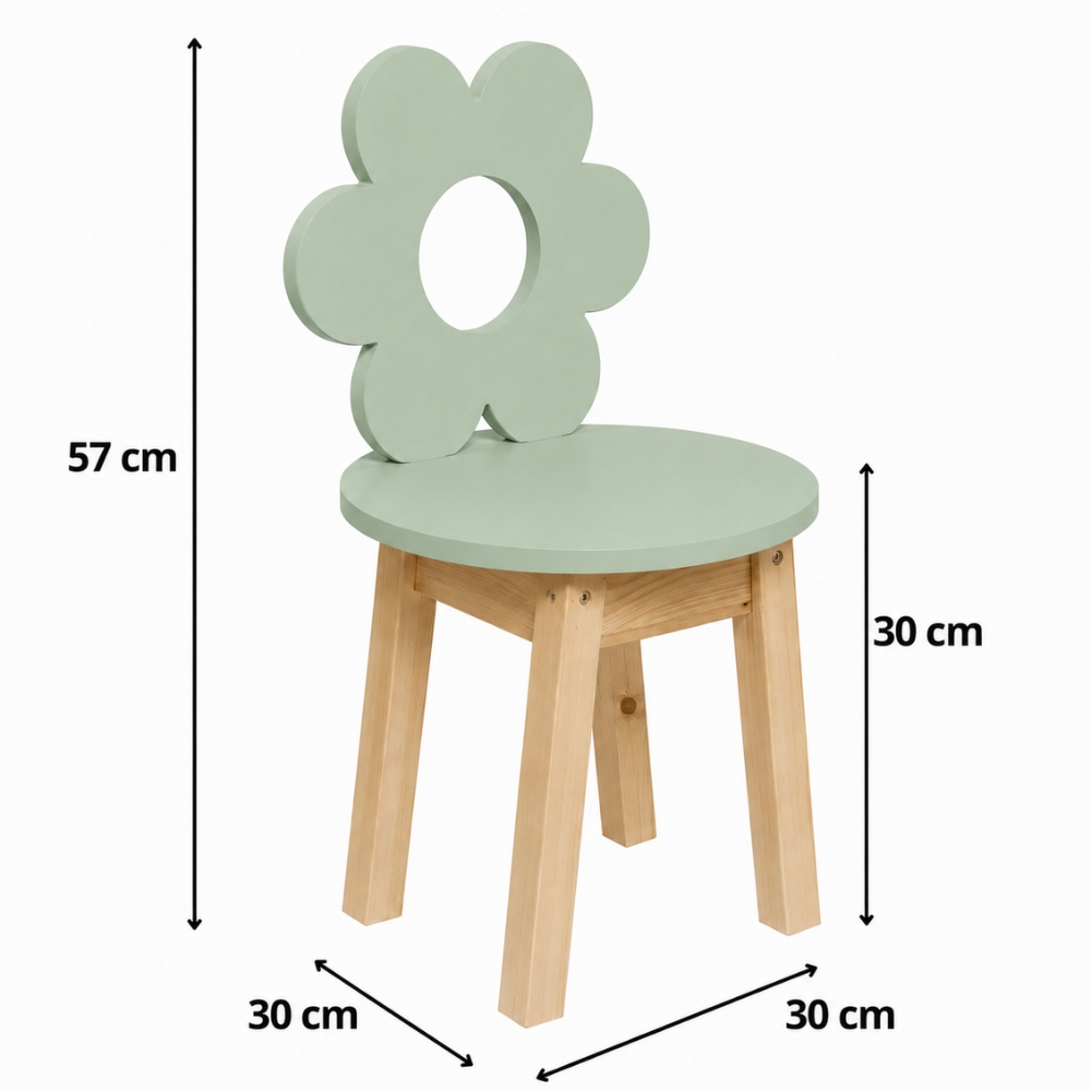 Cadeira Infantil Flor Verde Oliva