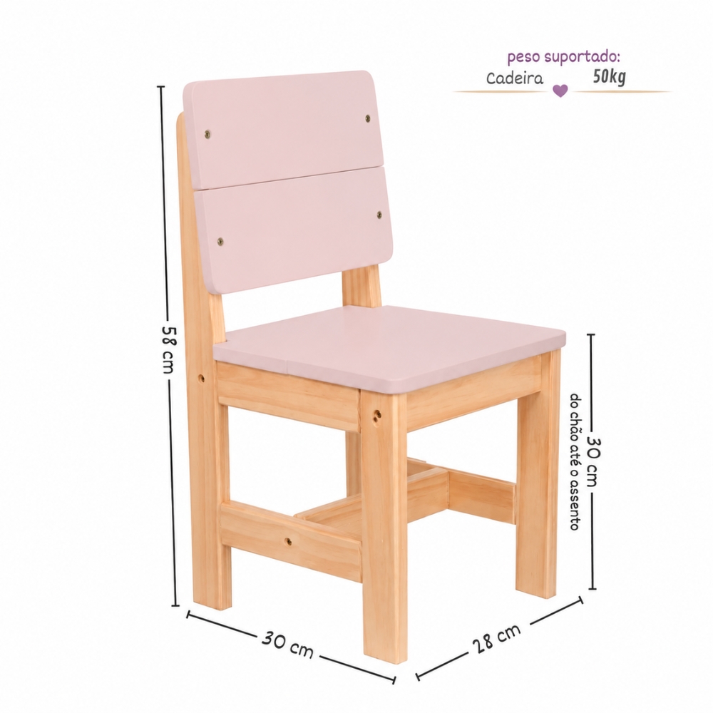 Dimensões Cadeira Infantil Rosa Theo