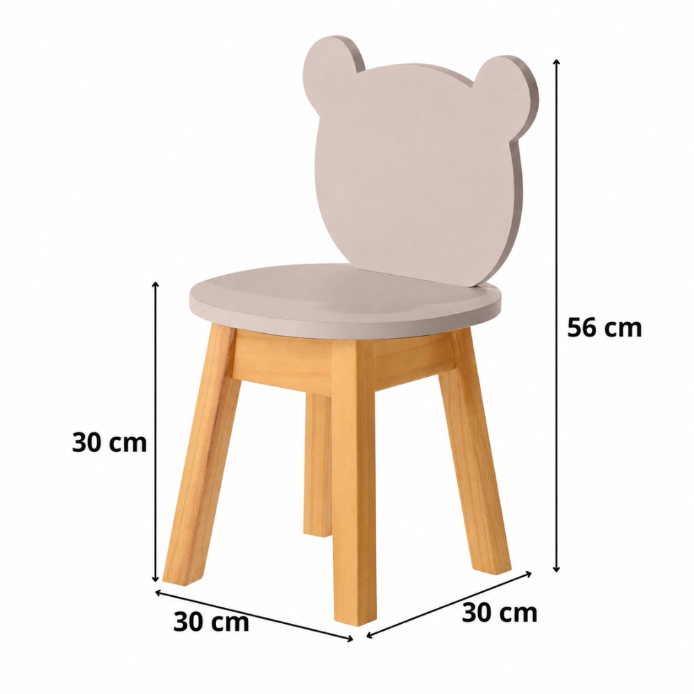 Dimensões Cadeira Infantil Urso Cinza Greige