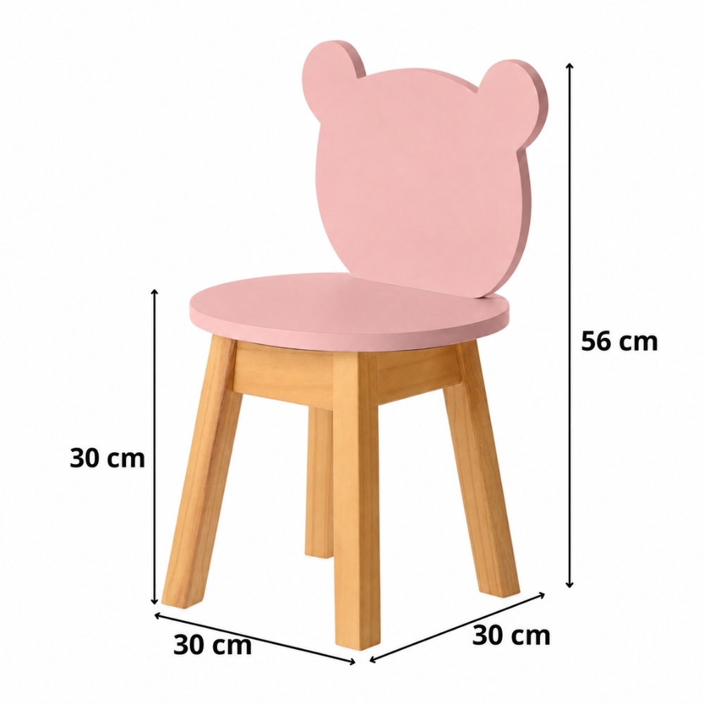Dimensões Cadeira Infantil Urso Rosa Blush