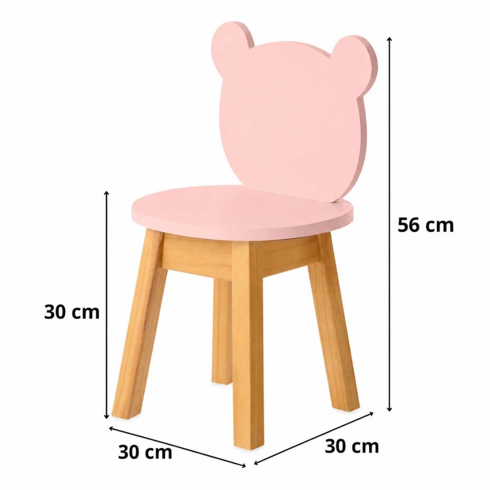 Dimensões Cadeira Infantil Urso Rosa