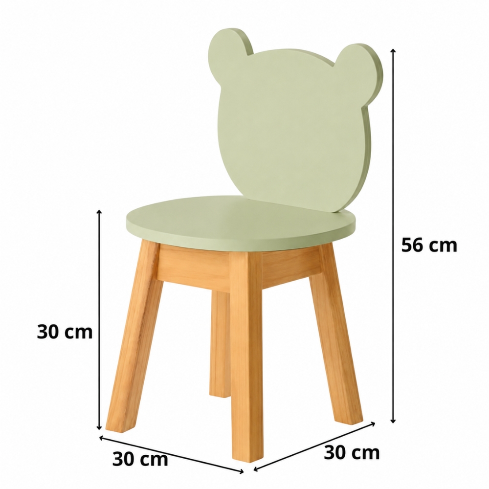 Dimensões Cadeira Infantil Urso Verde Oliva