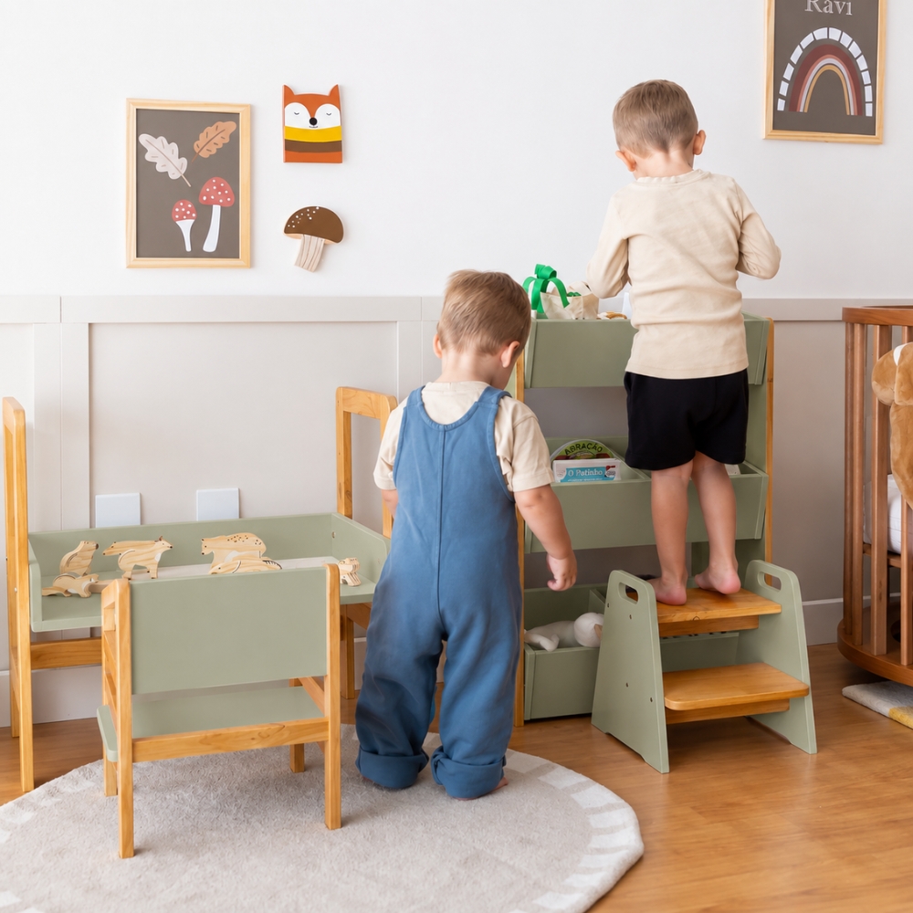 Escadinha Infantil Montessori Verde Oliva