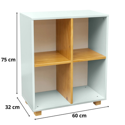 Dimensões estante montessori nichos