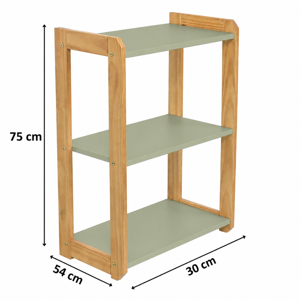 Estante Montessori para Brinquedos Verde Oliva