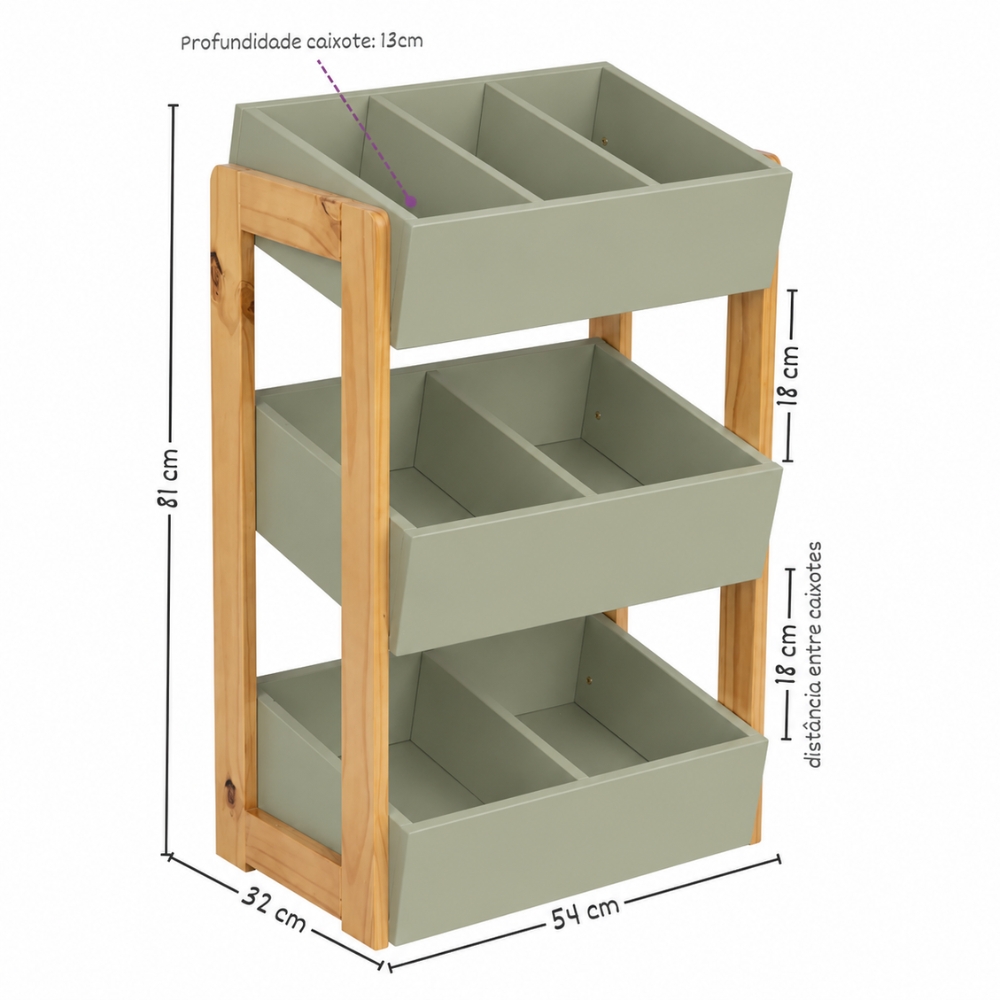 Estante Organizadora Verde Oliva Bella