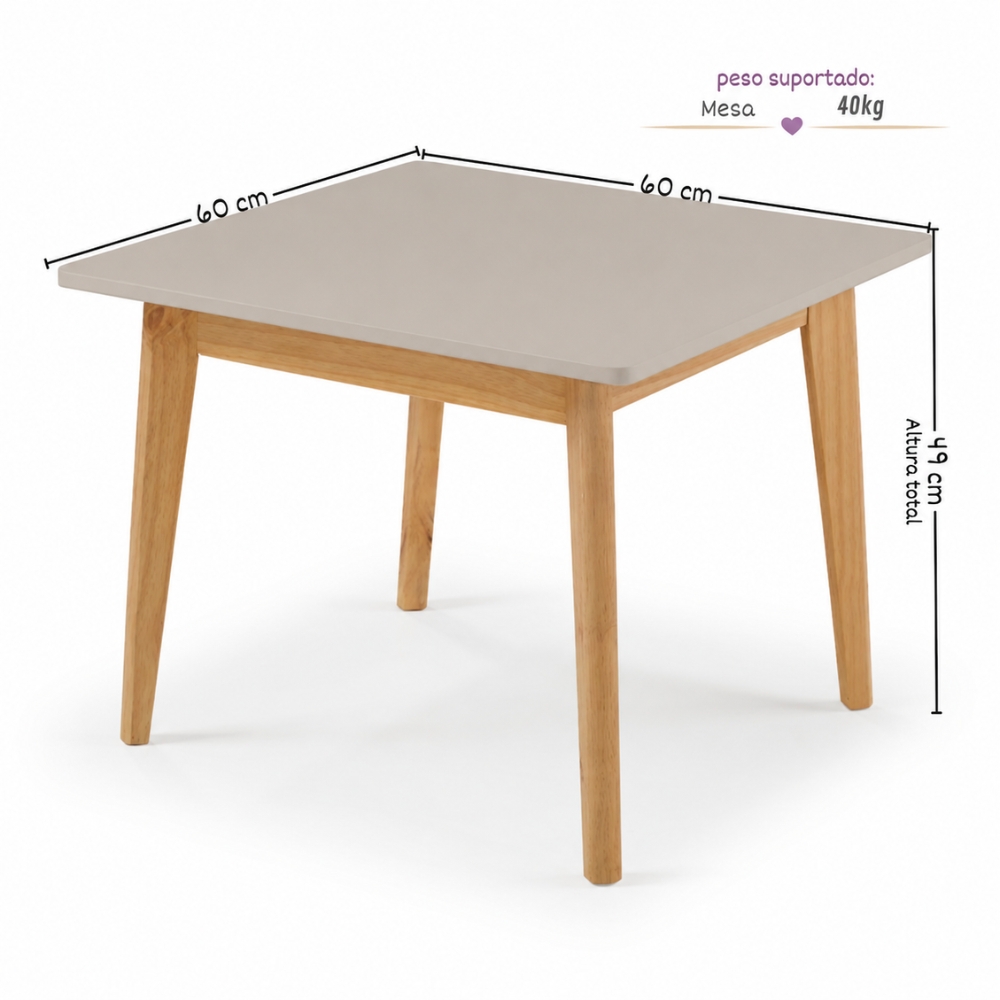 Mesa Infantil Cinza Greige Theo